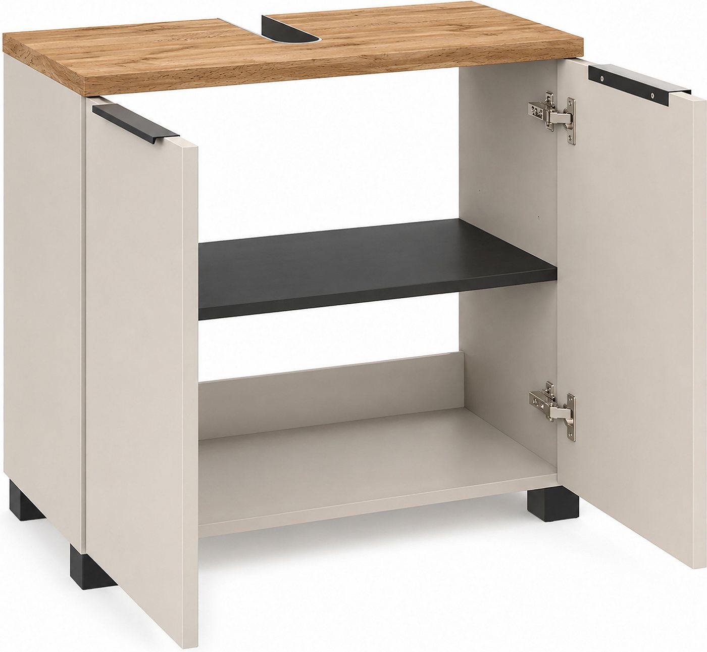 Schildmeyer Waschbeckenunterschrank Saga, mit fühlbarer Holzstruktur, Breite 65 cm, Made in Germany (1-St) Eiche Landhaus Dekor mit fühlbarer Struktur, Made in Germany Bild 3