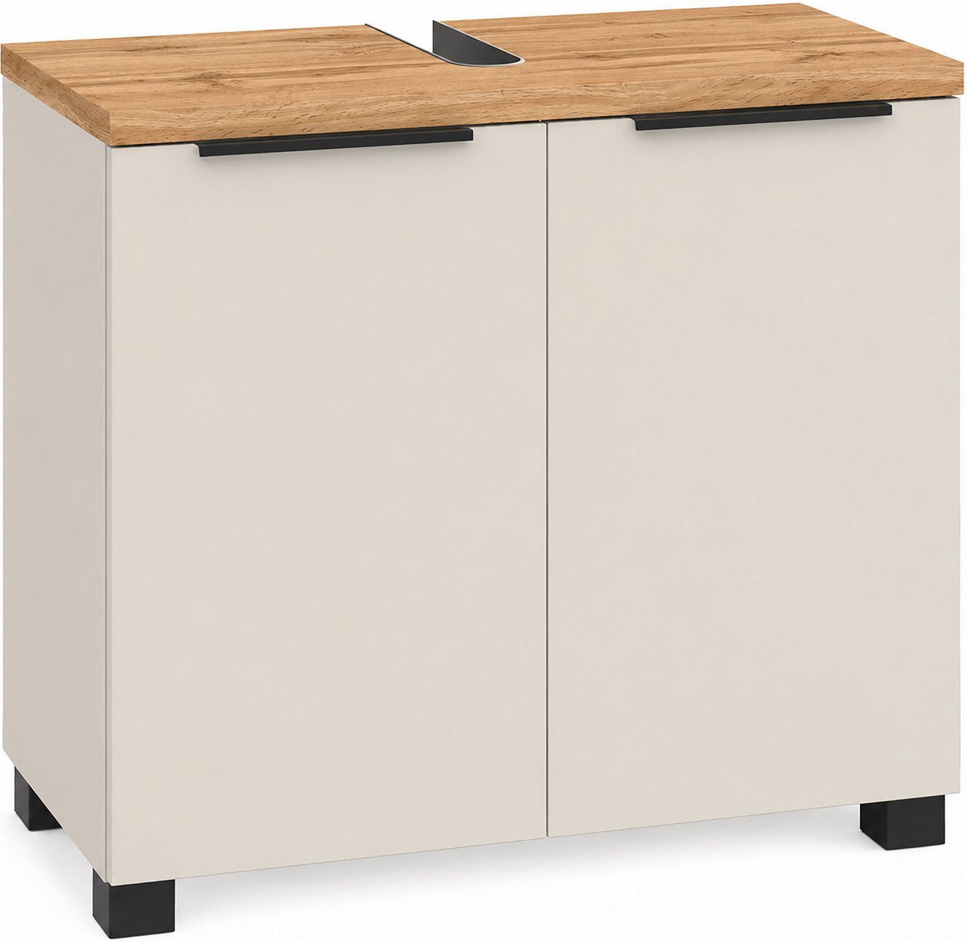 Schildmeyer Waschbeckenunterschrank Saga, mit fühlbarer Holzstruktur, Breite 65 cm, Made in Germany (1-St) Eiche Landhaus Dekor mit fühlbarer Struktur, Made in Germany Bild 4