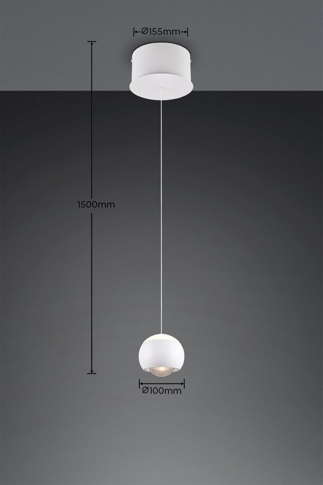 Musterring LED Pendelleuchte CANNON, 1-flammige LED Hängelampe 5W 500Lumen 2300-4000K CCT, CCT - über Fernbedienung, Dimmfunktion, Memoryfunktion, Nachtlichtfunktion, LED fest integriert, Farbwechsler, warmweiß - kaltweiß, mit Fernbedienung, stufenlos höhenverstellbar max 195cm dimmbar Memory Bild 3