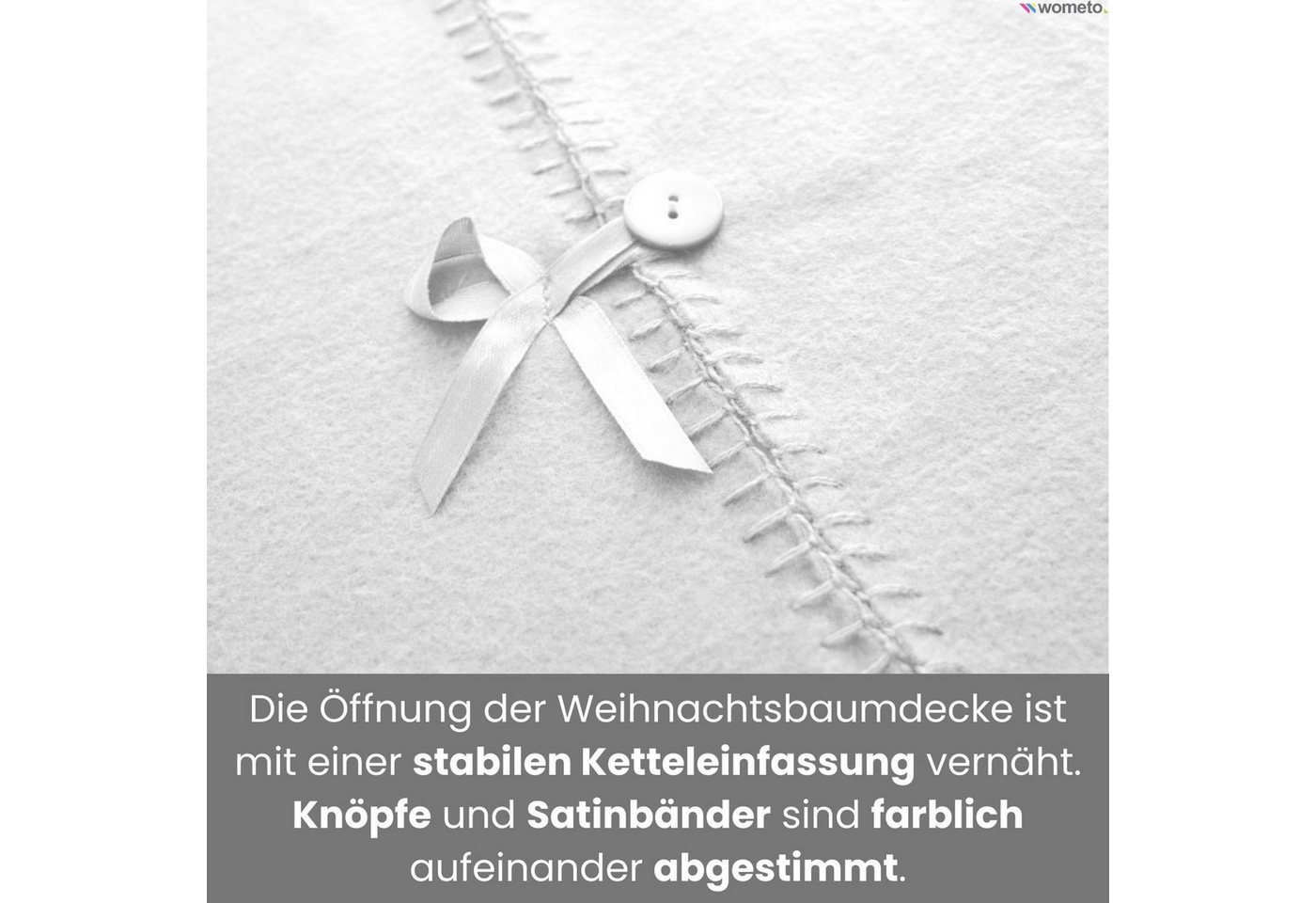 wometo Baumteppich Weihnachtsbaumdecke / Baumunterlage mit Knöpfen & Satin-Schleifen, Rund, OEKO-TEX®, Tannenbaum-Decke mit Knöpfen & Satin-Schleifen Bild 5