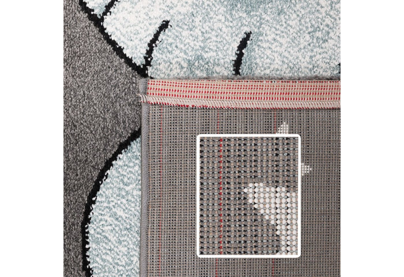 SIMPEX24 Teppich Elefant Design, Läufer, Höhe: 11 mm, Kinderteppich Elefant Design Baby Teppich Kinderzimmer Pflegeleicht Bild 4