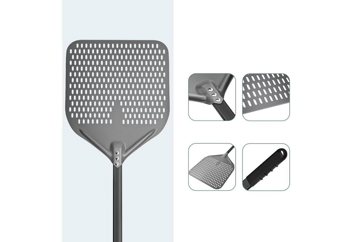 LuxusKollektion Pizzaschieber Perforierter Pizzaschieber Hart Eloxiertes Aluminium 14 Zoll
