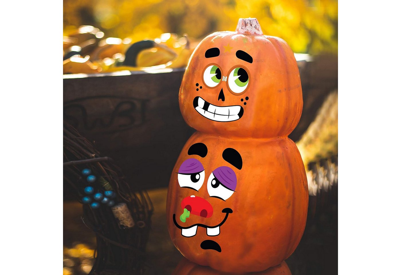 JOYIN Sticker JOYIN Halloween Kürbis Aufkleber, 40 Gesichter, 18 Bögen, 12 Designs Bild 3