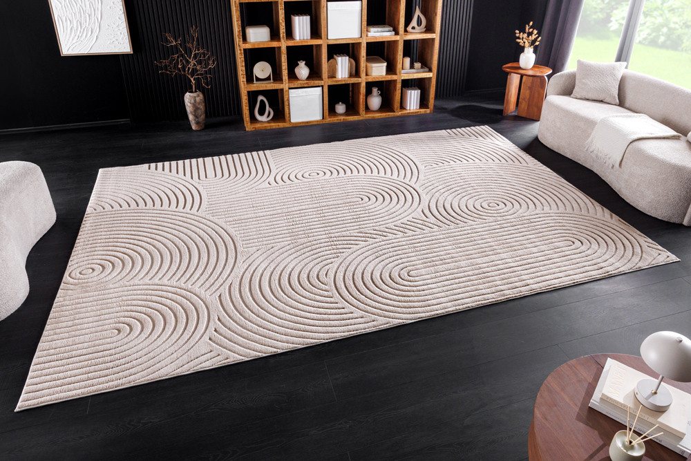 riess-ambiente Teppich ART DECO 350x230cm beige creme - Hoch-Tief-Effekt, 3D-Struktur, rechteckig, Höhe: 9 mm, strapazierfähig & langlebig - ideal für Wohn- und Esszimmer oder Loft