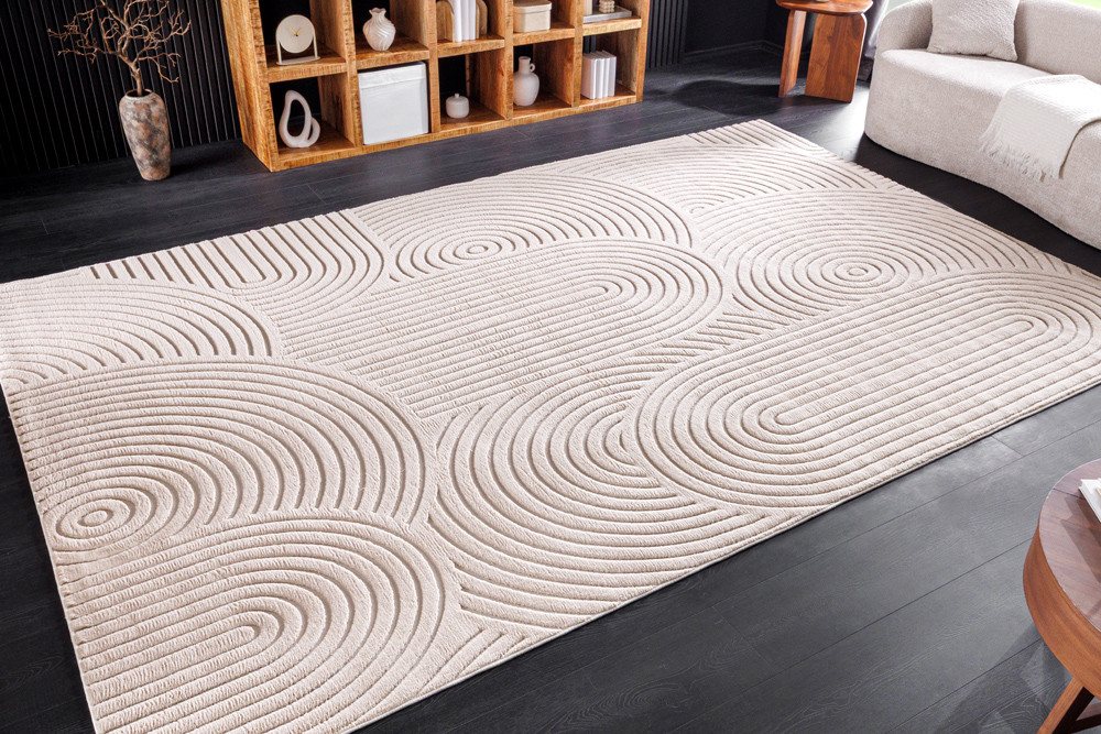 riess-ambiente Teppich ART DECO 350x230cm beige creme - Hoch-Tief-Effekt, 3D-Struktur, rechteckig, Höhe: 9 mm, strapazierfähig & langlebig - ideal für Wohn- und Esszimmer oder Loft Bild 3