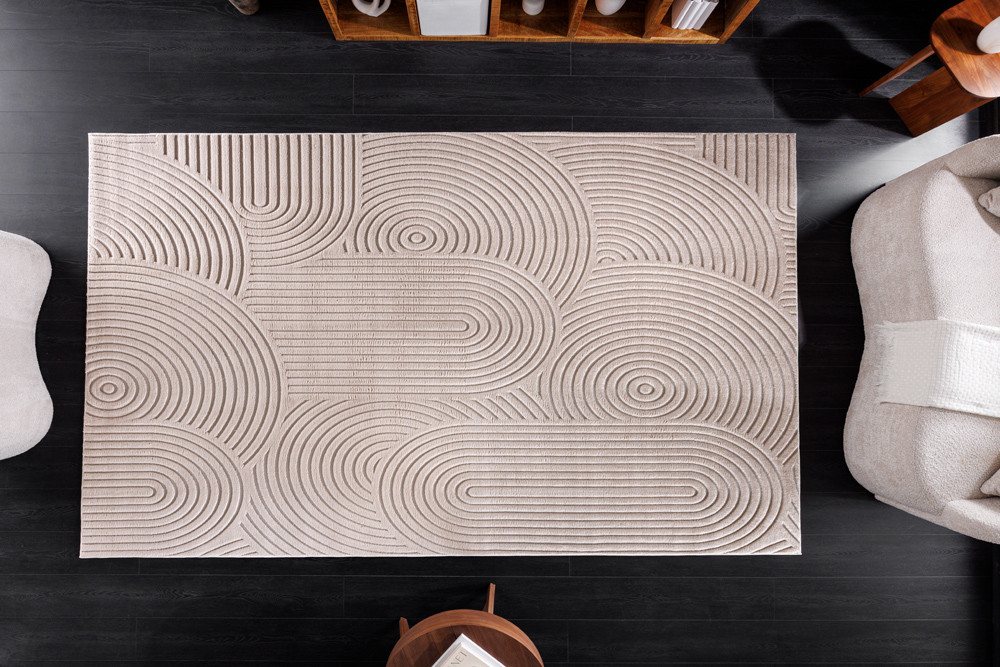 riess-ambiente Teppich ART DECO 350x230cm beige creme - Hoch-Tief-Effekt, 3D-Struktur, rechteckig, Höhe: 9 mm, strapazierfähig & langlebig - ideal für Wohn- und Esszimmer oder Loft Bild 5