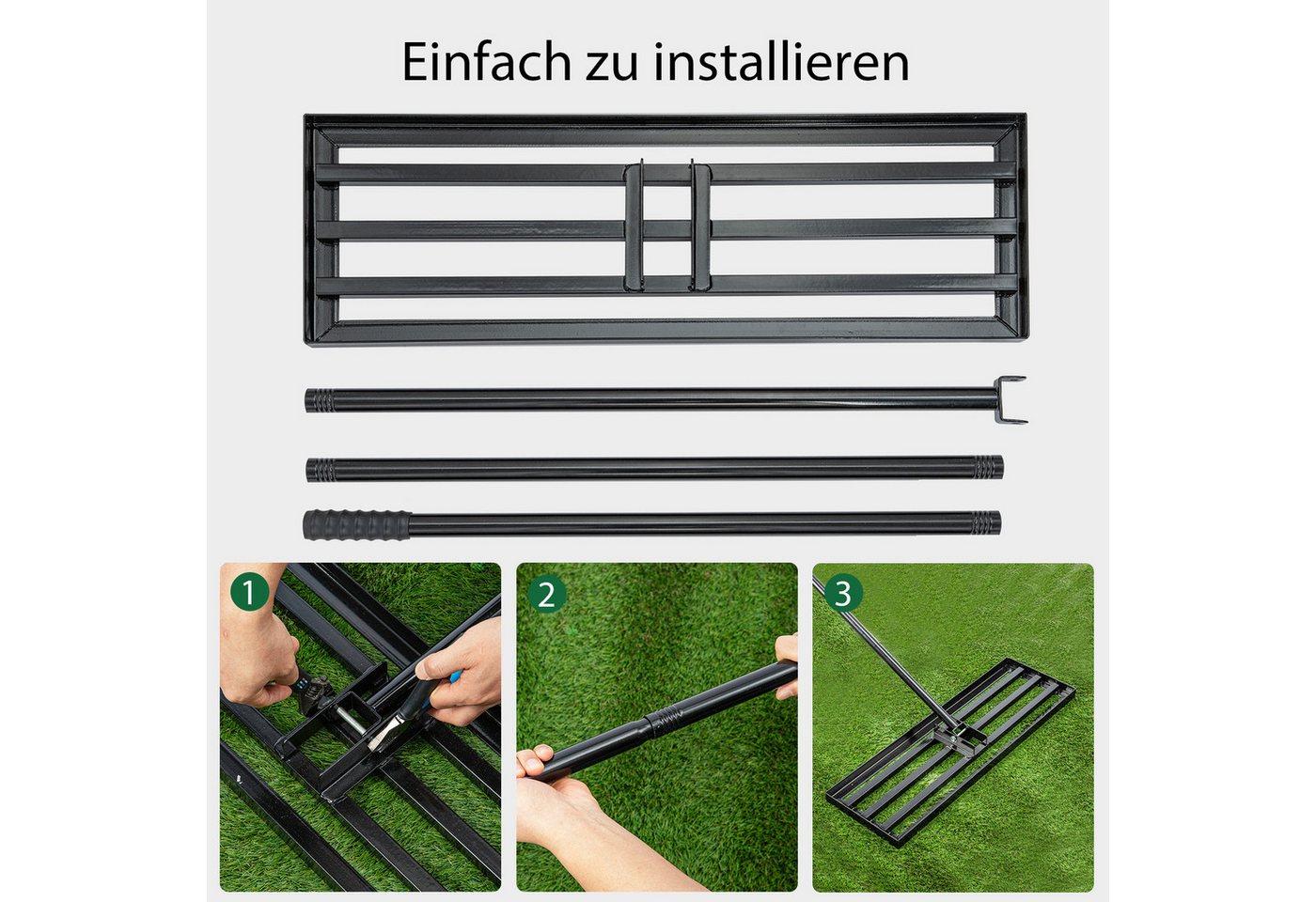 Youyijia Rasenrechen Handy Lawn Levelling Rake Garden Lawn Squeegee, Effortless Sand Rake