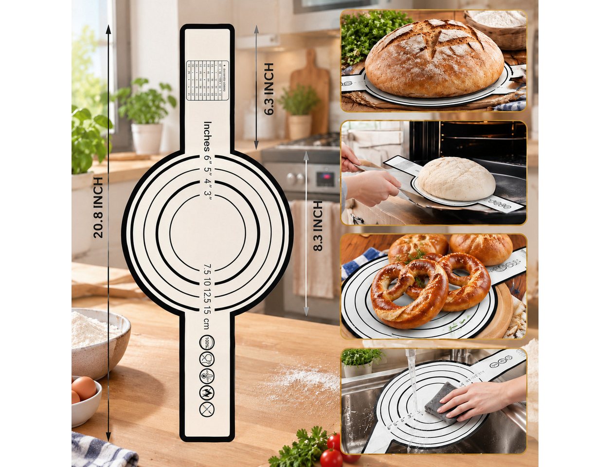 GLIESE POWER Gärkorb -Set 13-teilig oval – mit Leinen-Einlage, Teigschaber & Messer, (13-tlg), 13-teilig, Rattan, Leinen-Einlage, Messer – für perfektes Brot.