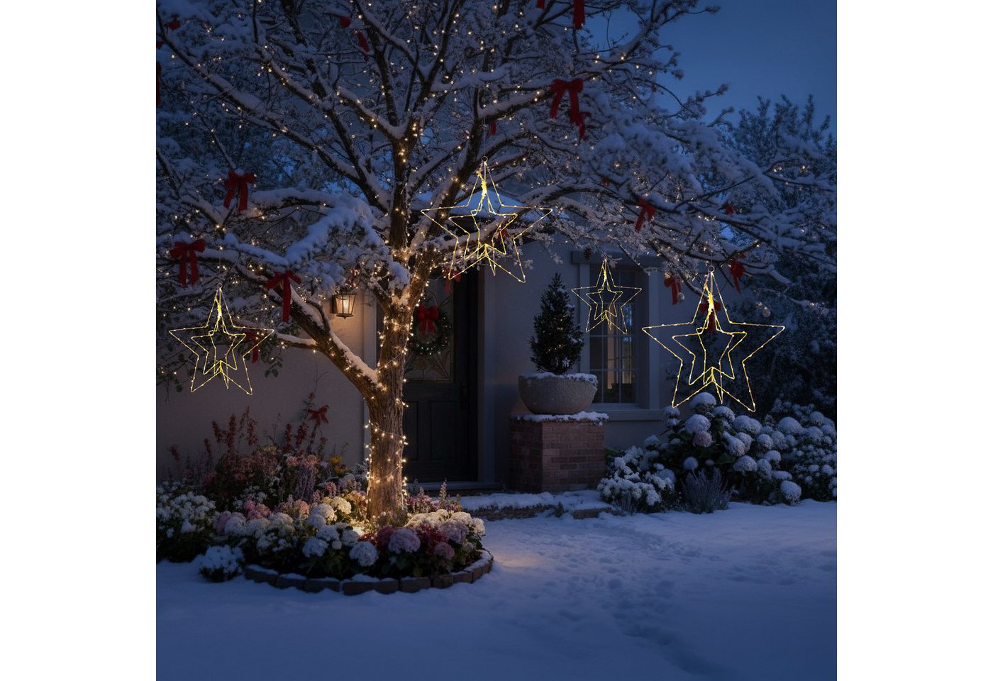 Arnusa LED Stern Leuchtstern Weihnachtsstern zum Aufhängen 45cm mit Timer 90 LED Deko, Ein und Aus, LED, warmweiß, zum Hängen Weihnachtsbeleuchtung warmweiß