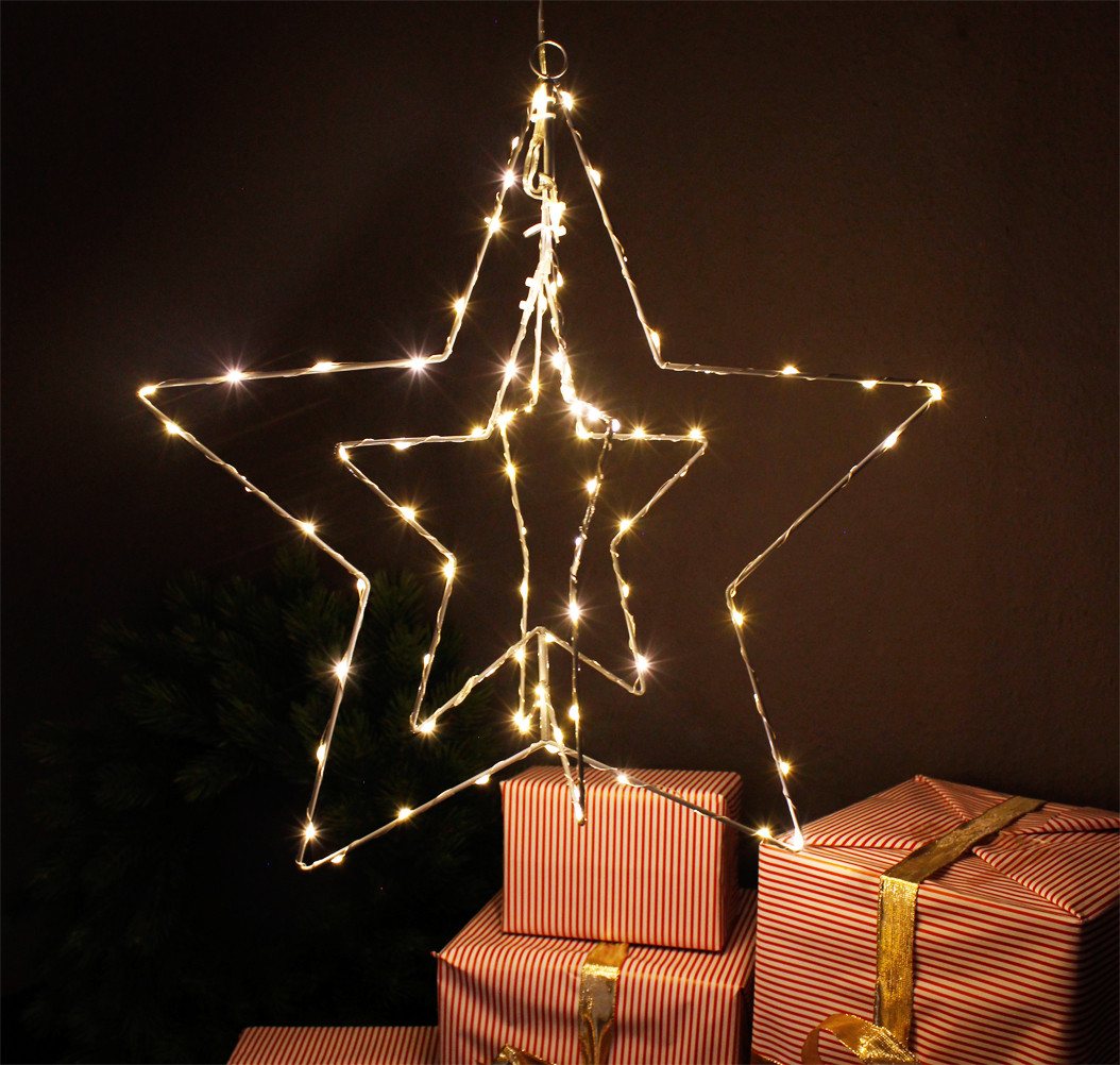 Arnusa LED Stern Leuchtstern Weihnachtsstern zum Aufhängen 45cm mit Timer 90 LED Deko, Ein und Aus, LED, warmweiß, zum Hängen Weihnachtsbeleuchtung warmweiß Bild 2