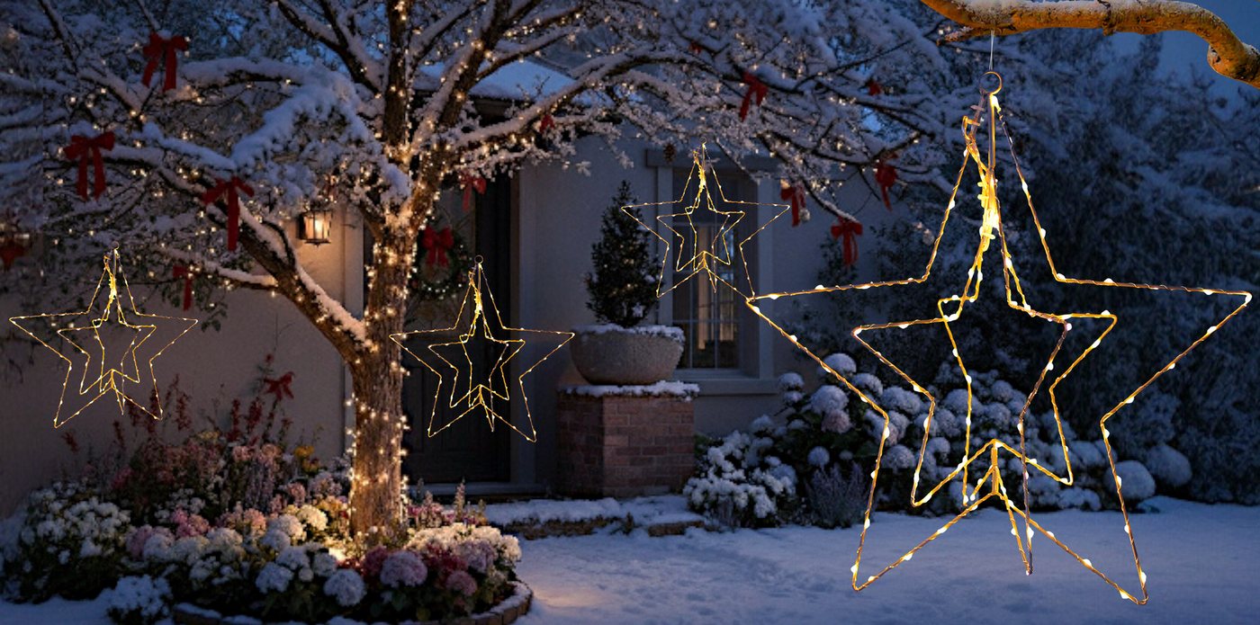 Arnusa LED Stern Leuchtstern Weihnachtsstern zum Aufhängen 45cm mit Timer 90 LED Deko, Ein und Aus, LED, warmweiß, zum Hängen Weihnachtsbeleuchtung warmweiß Bild 3