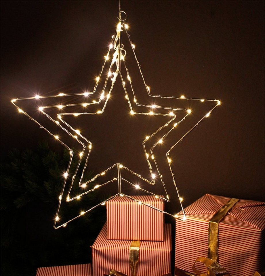 Arnusa LED Stern Leuchtstern Weihnachtsstern zum Aufhängen 45cm mit Timer 90 LED Deko, Ein und Aus, LED, warmweiß, zum Hängen Weihnachtsbeleuchtung warmweiß Bild 4