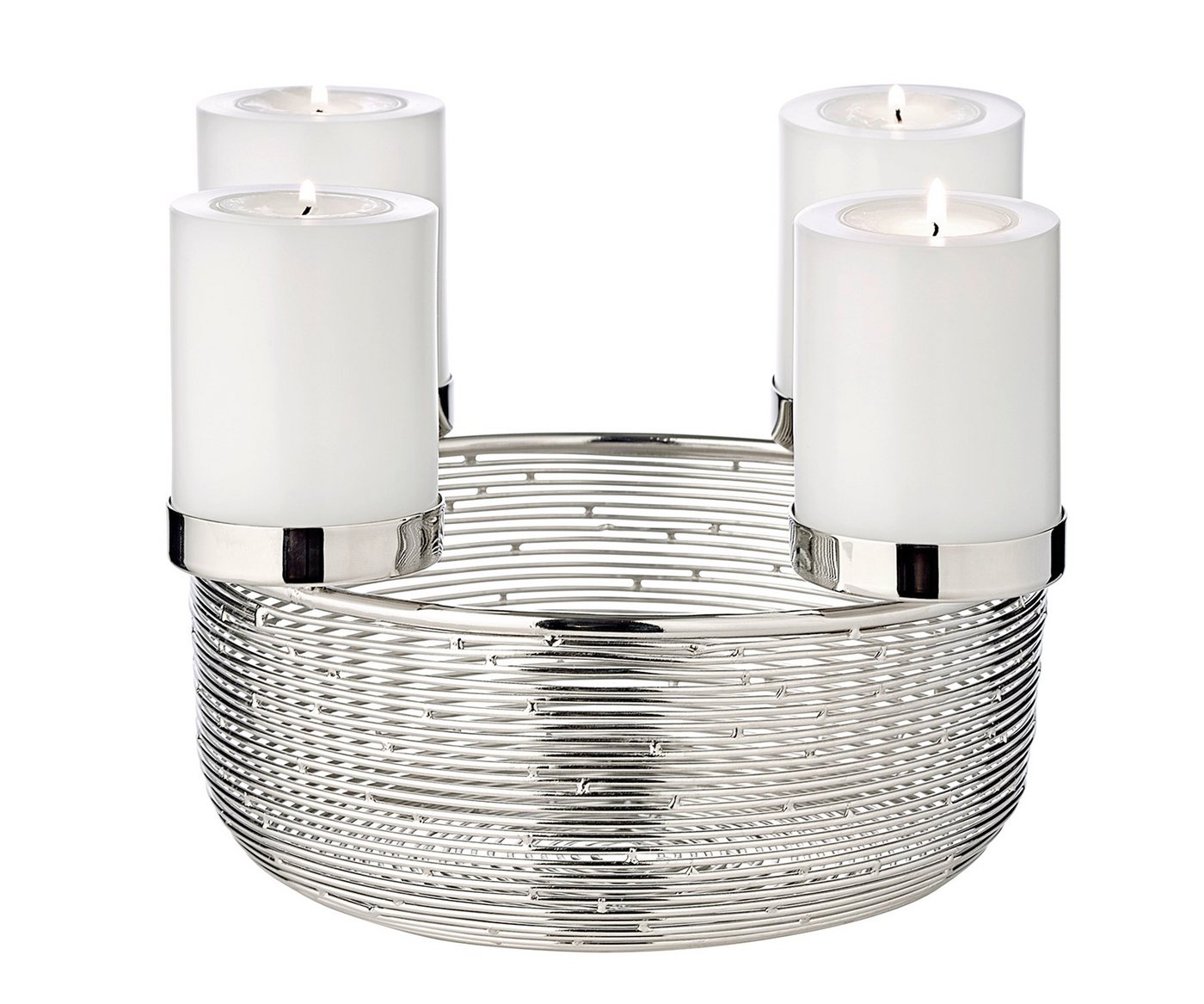 EDZARD Adventskranz Rio, Ø 26 cm, für 4 Kerzen á Ø 6 cm, Silber-Optik, vernickelt Bild 3