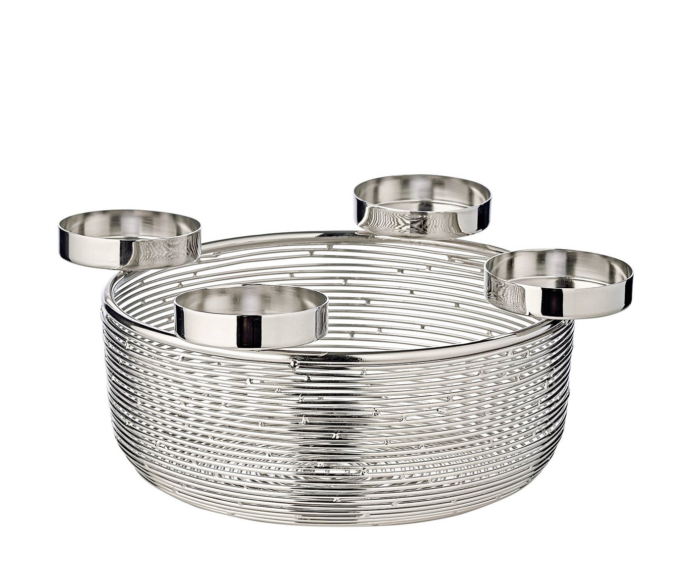 EDZARD Adventskranz Rio, Ø 26 cm, für 4 Kerzen á Ø 6 cm, Silber-Optik, vernickelt Bild 4