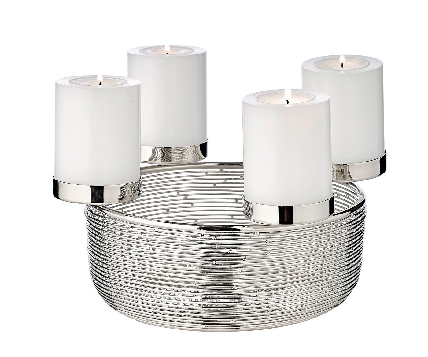 EDZARD Adventskranz Rio, Ø 26 cm, für 4 Kerzen á Ø 6 cm, Silber-Optik, vernickelt Bild 5
