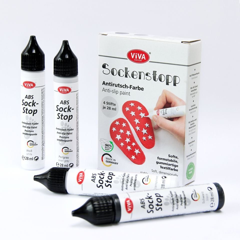 Viva Decor Textilfarbe Sockenstopp Antirutsch-Farbe, 4 Stifte je 28ml Bild 2
