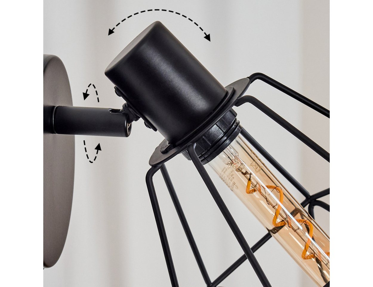 hofstein Wandleuchte verstellbare Wandlampe aus Metall in Schwarz, ohne Leuchtmittel, verstellbarer Schirm, Gitter-Optik(12cm), 1 x E14, ohne Leuchtmittel Bild 3