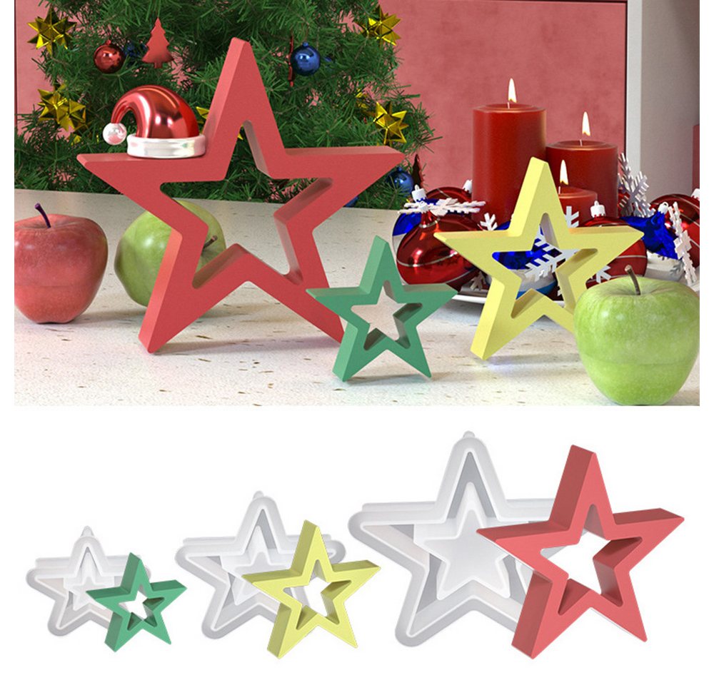 Coonoor Modellierwerkzeug 3 Stück Weihnachten Sterne Silikonformen Gießformen Silikonform, (3 St) Bild 3