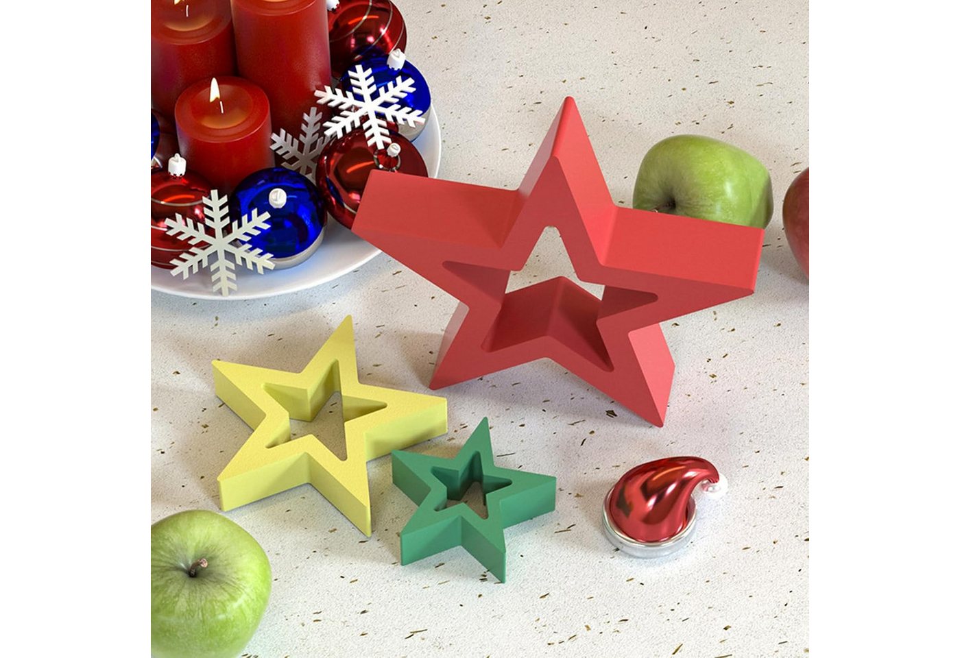 Coonoor Modellierwerkzeug 3 Stück Weihnachten Sterne Silikonformen Gießformen Silikonform, (3 St) Bild 4