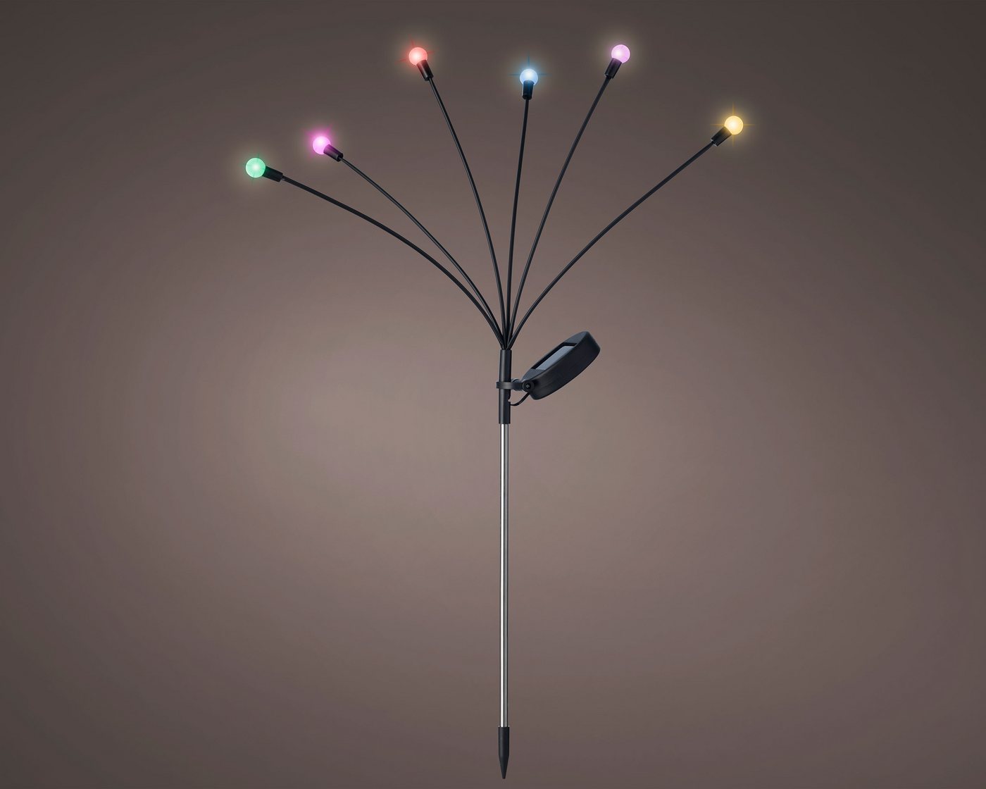 Lumineo LED Solarleuchte, Dauerlicht, bunt, Solar Stabbeleuchtung 6 LEDs Outdoor Kunststoff 70cm Bunt Bild 3