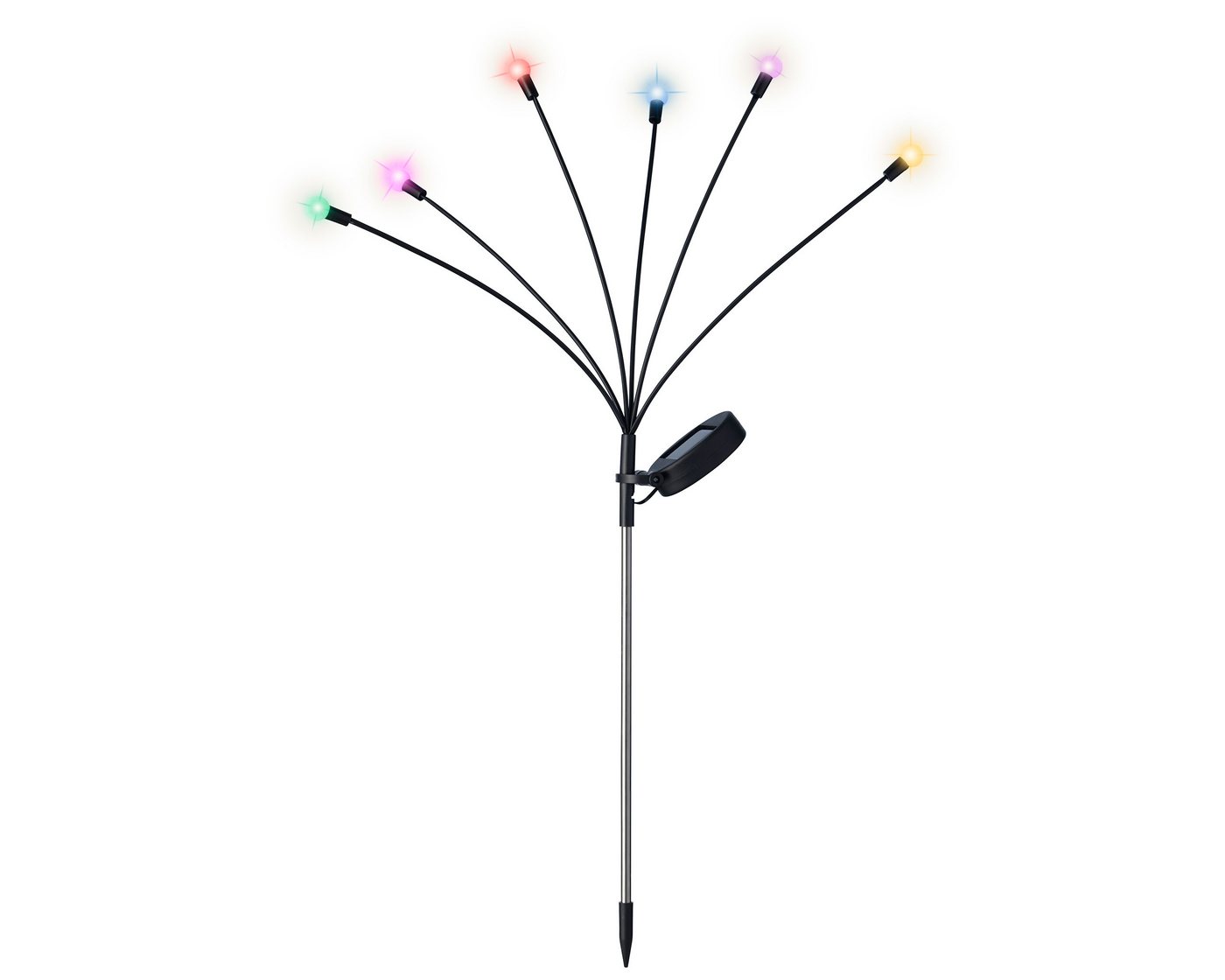Lumineo LED Solarleuchte, Dauerlicht, bunt, Solar Stabbeleuchtung 6 LEDs Outdoor Kunststoff 70cm Bunt Bild 4