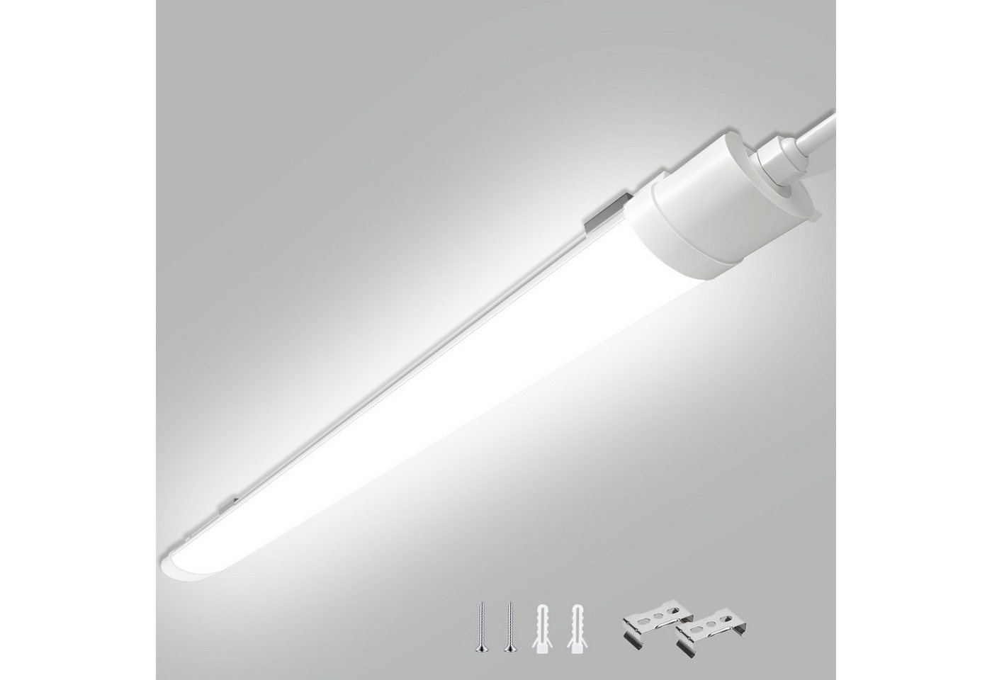 Lujasi LED Deckenleuchte 4er Pack LED Feuchtraumleuchte 90cm 24W - Feuchtraum Wannenleuchte, flimmerfrei, LED fest integriert, Neutralweiß, LED Röhre für Kellerlampe, Werkstattlampe, Küchenlampe, Badlampe Bild 2