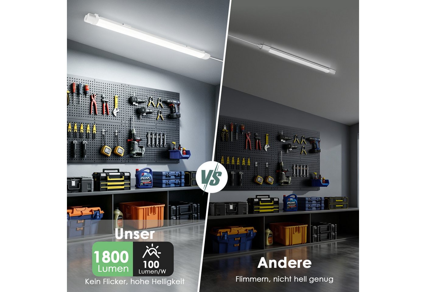 Lujasi LED Deckenleuchte 4er Pack LED Feuchtraumleuchte 90cm 24W - Feuchtraum Wannenleuchte, flimmerfrei, LED fest integriert, Neutralweiß, LED Röhre für Kellerlampe, Werkstattlampe, Küchenlampe, Badlampe Bild 3
