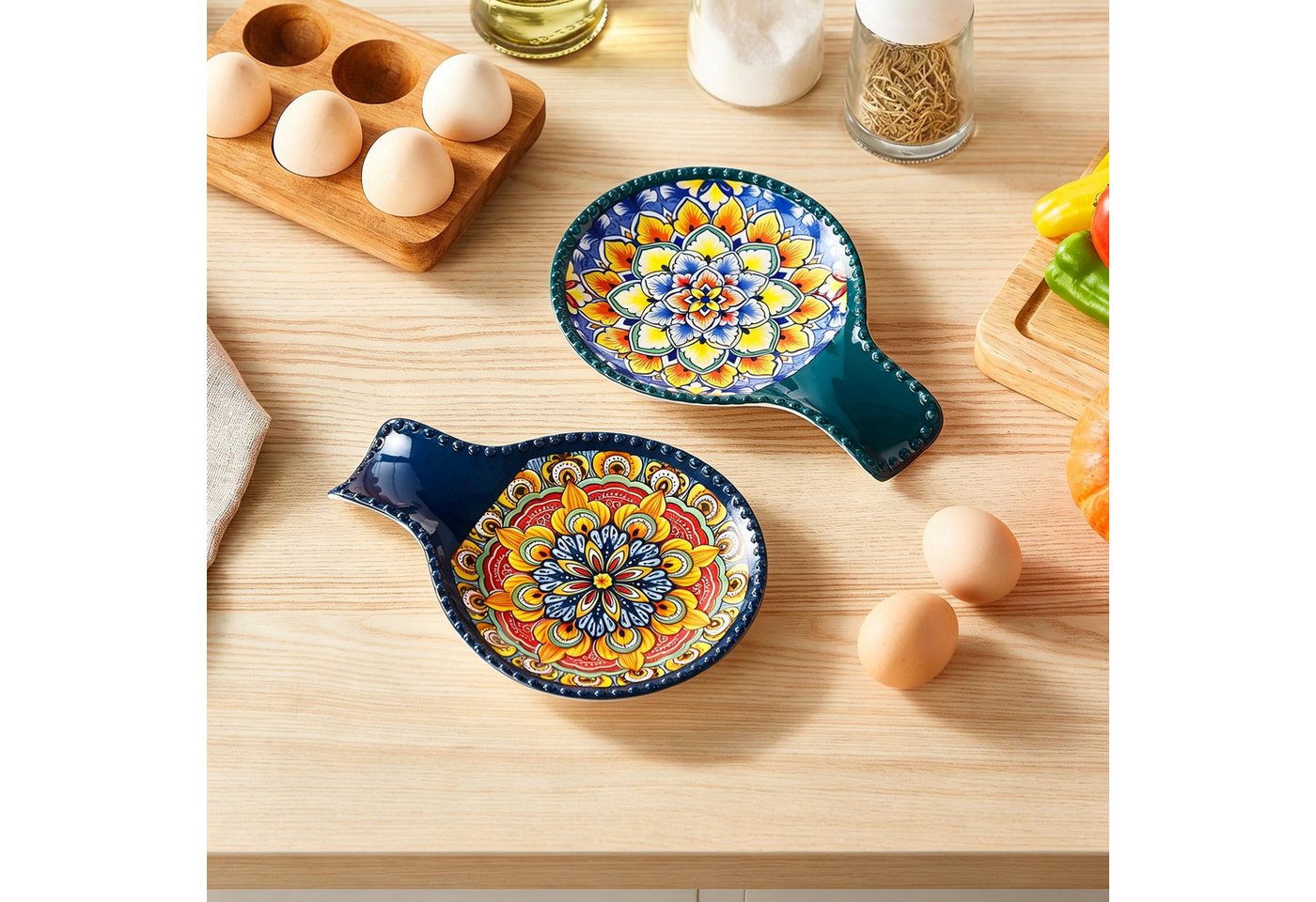 vancasso Kochlöffelhalter 2tlg Porzellan Set, Kochlöffelablage für Kochlöffel und Pfannenwender, (Set, 2-tlg)