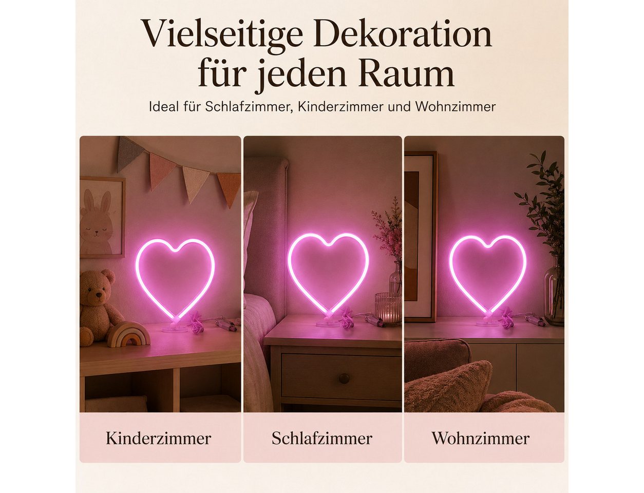 XEOOCE LED Dekolicht LED Neon Herzlampe USB & Batterie Wanddeko Bild 3