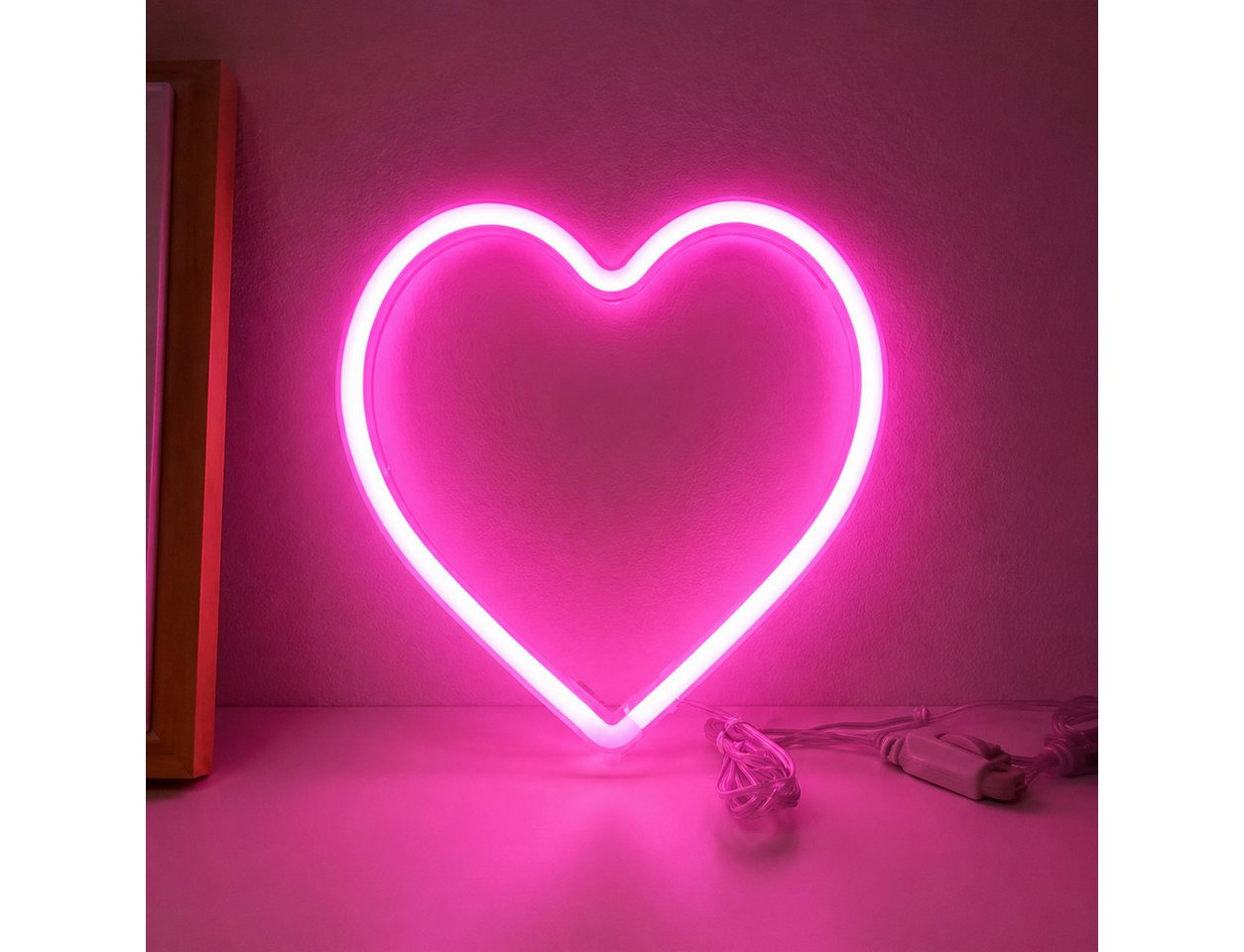 XEOOCE LED Dekolicht LED Neon Herzlampe USB & Batterie Wanddeko Bild 5