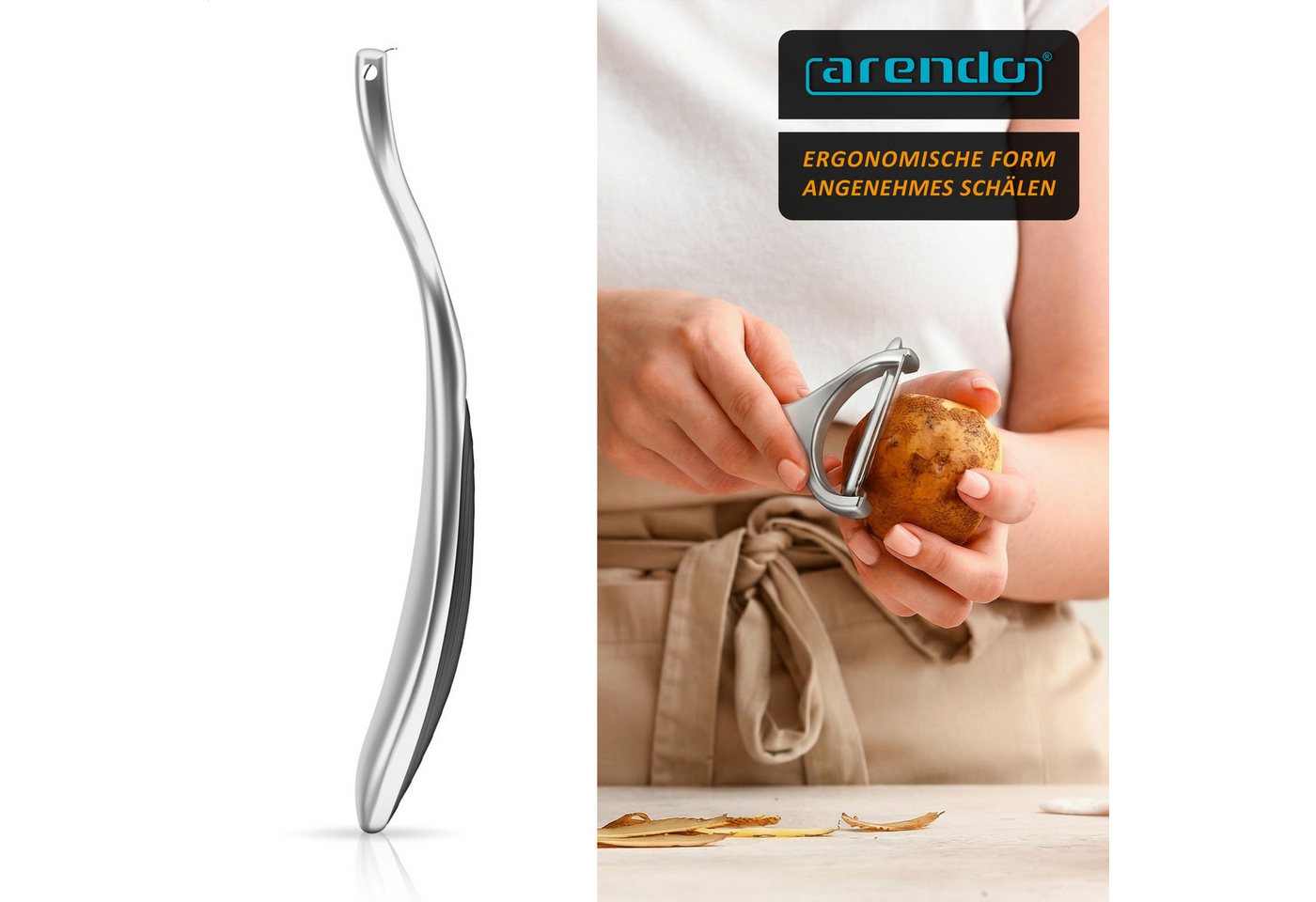Arendo Sparschäler Breiter Universalschäler für Obst, Soft-Touch, Gemüse & Spargel, (1-tlg), Pendelklinge, Ausstecher, rostfreier Edelstahl, spülmaschinenfest Bild 5