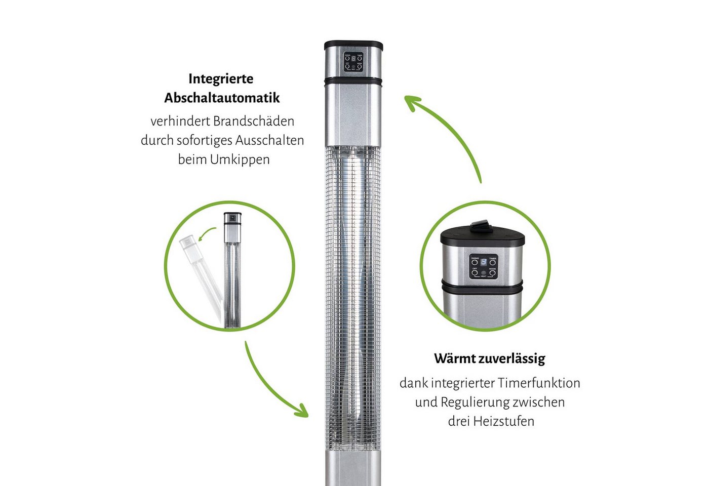 empasa Heizstrahler "TOWER UP", 2000 W, Infrarot Heizstrahler inkl. Fernbedienung