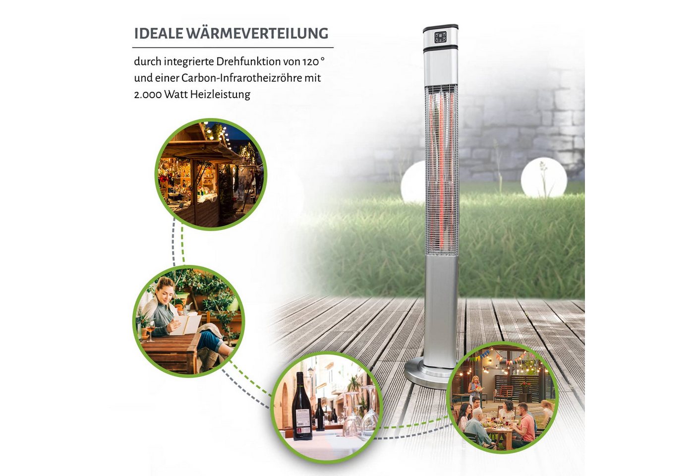 empasa Heizstrahler "TOWER UP", 2000 W, Infrarot Heizstrahler inkl. Fernbedienung Bild 2