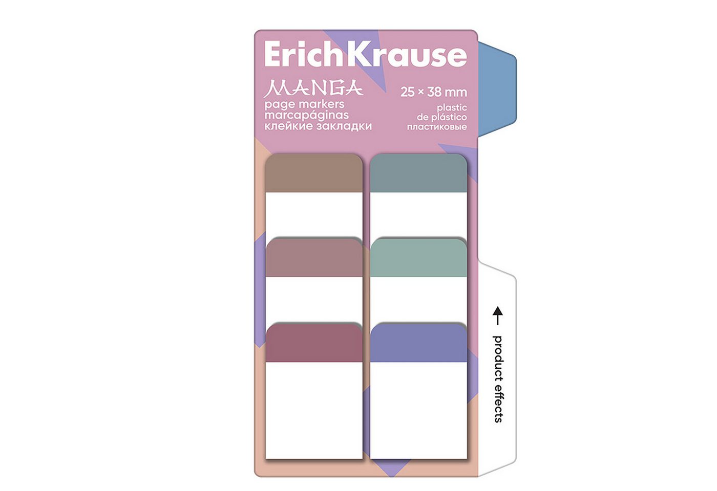 Erich Krause Haftnotizblock, Seitenmarker 25mm Manga Plastik beschriftbar & wiederablösbar 60er Set