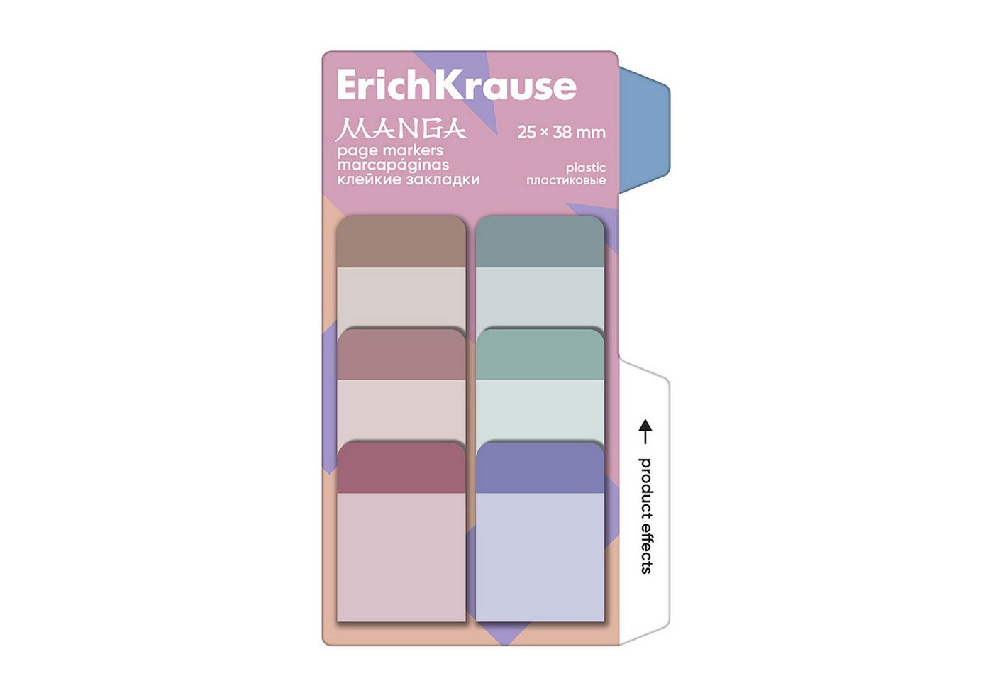 Erich Krause Haftnotizblock, Seitenmarker 25mm Manga Plastik beschriftbar & wiederablösbar 60er Set Bild 2