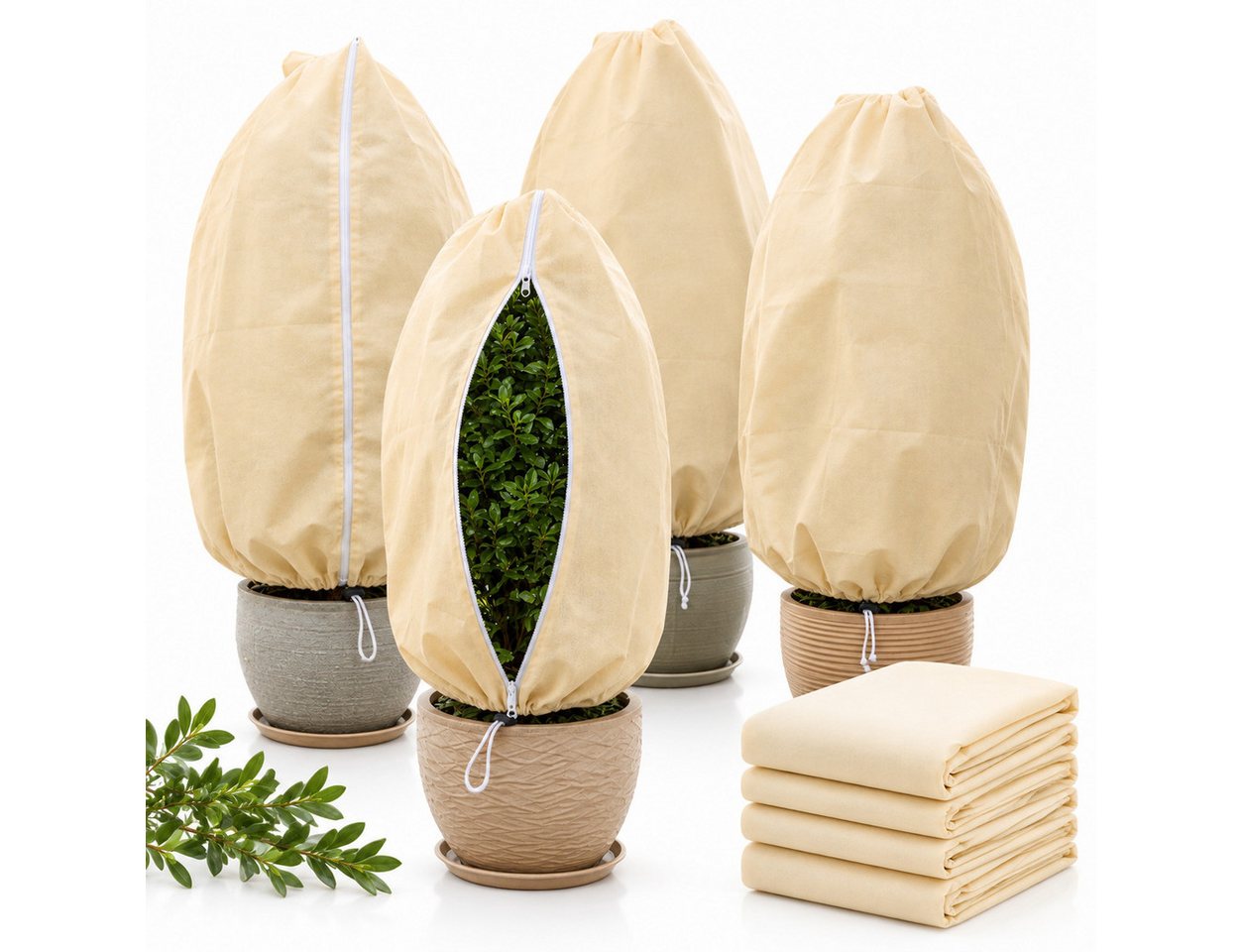 LEMLIT Winterschutzhaube Winterschutz für Pflanzen Frostschutz Kübelpflanzen (4 Stück, 4-St), Wiederverwendbarer für Pflanzen, gegen Frost, Schnee, Hagel, Vögel