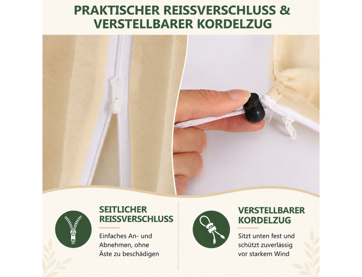 LEMLIT Winterschutzhaube Winterschutz für Pflanzen Frostschutz Kübelpflanzen (4 Stück, 4-St), Wiederverwendbarer für Pflanzen, gegen Frost, Schnee, Hagel, Vögel Bild 2