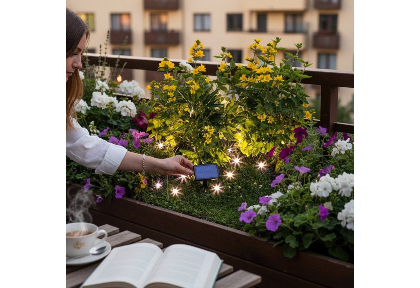 Meinposten Gartenleuchte Solarlampen Solarleuchten Pflanzstrahler Balkon Kübel Garten 10x LED, LED fest integriert Bild 2