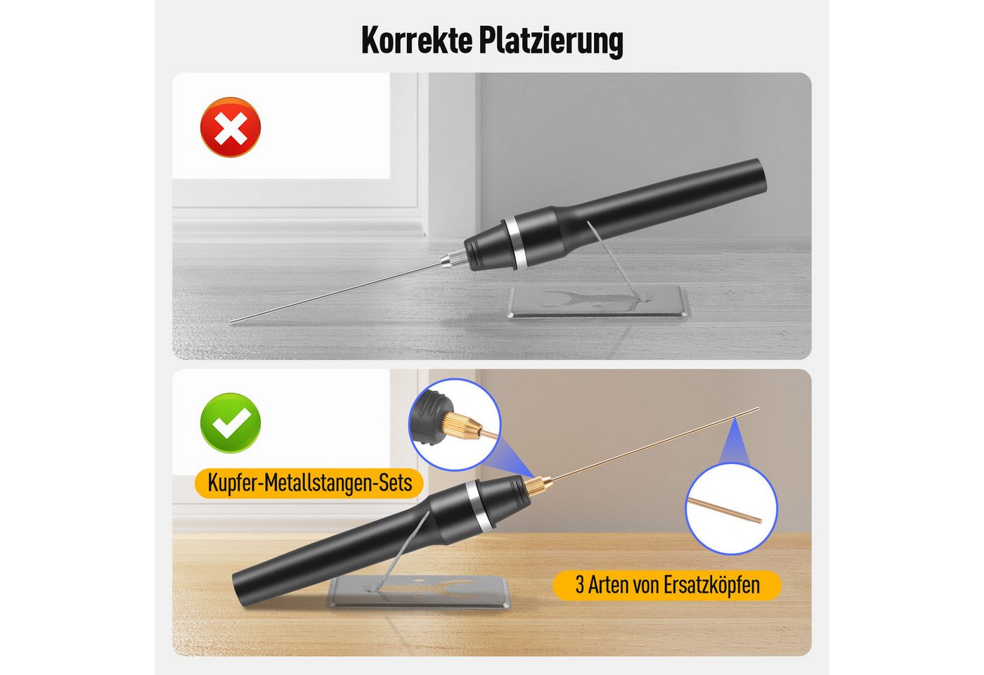 i@home Heißdrahtschneider 3-in-1-Schaumstoffschneider mit Kontrollleuchte, 7-tlg., Elektrischer Schneidestift für Styropor & Schaumstoff Bild 4