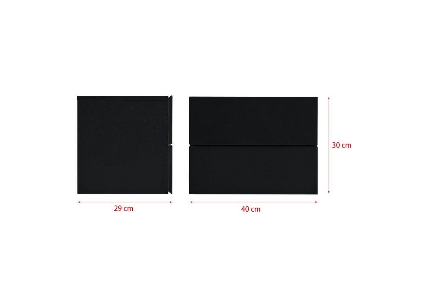 en.casa Hängeschrank »Ampfing« Wandschrank mit 2 Schubladen 40x29x30 cm Schwarz Bild 2