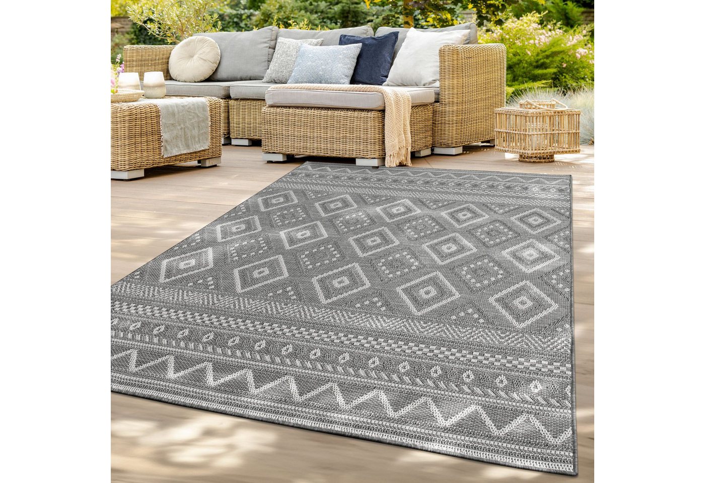 TT Home Teppich Badezimmer, Diele, Esszimmer, Flur, Küche, Schlafzimmer, Wohnzimmer, A, rund, Höhe: 4 mm, In-& Outdoor Teppich Wetterfest Balkon Küche Wohnzimmerteppich Bild 5
