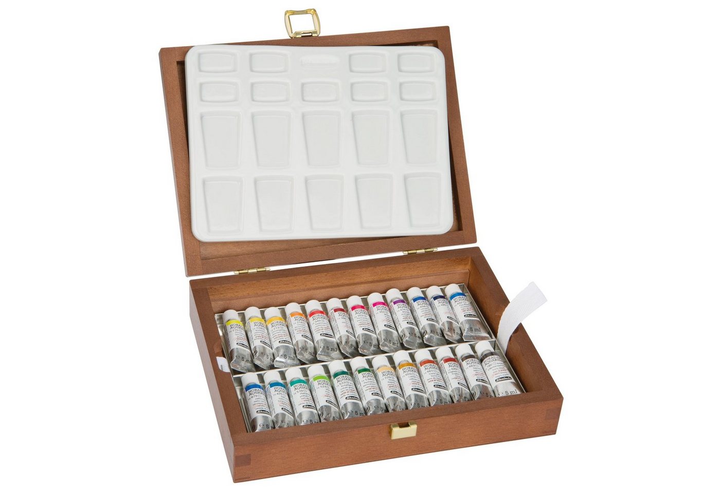 Schmincke Aquarellfarbe Horadam Malkasten 24 x Tuben 5 ml Aquarell 74 224 097 Holzkasten Bild 2