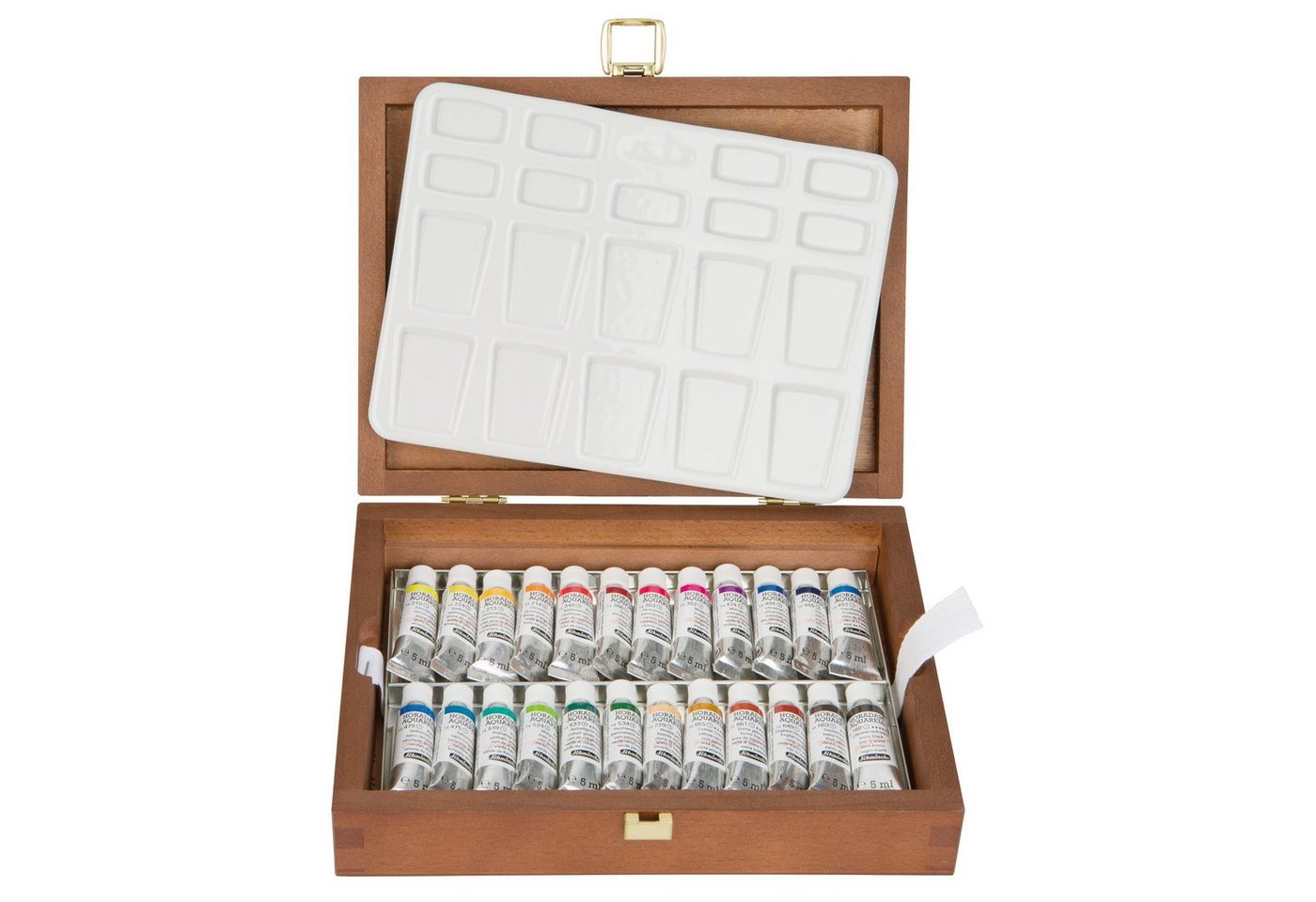 Schmincke Aquarellfarbe Horadam Malkasten 24 x Tuben 5 ml Aquarell 74 224 097 Holzkasten Bild 3