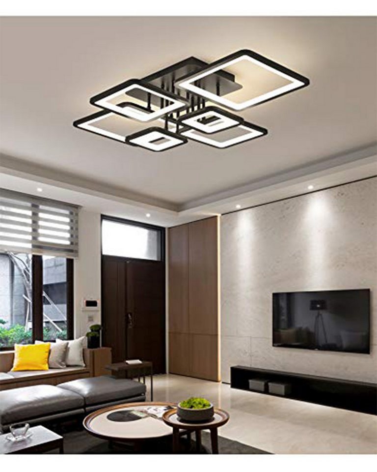 Fyrove Deckenleuchten LED Deckenlampe 6 Rahmen,Dimmbar mit Fernbedienung für Wohnzimmer, LED fest integriert, 102W 3000-6500k, Mit Speicherfunktion Timer-Funktion.Lichtfarbe-und Helligkeit einstellbar, Modern Runde Wohnzimmer Schlafzimmer Arbeitszimmer Esszimmer Dekoration Lampen Bild 2