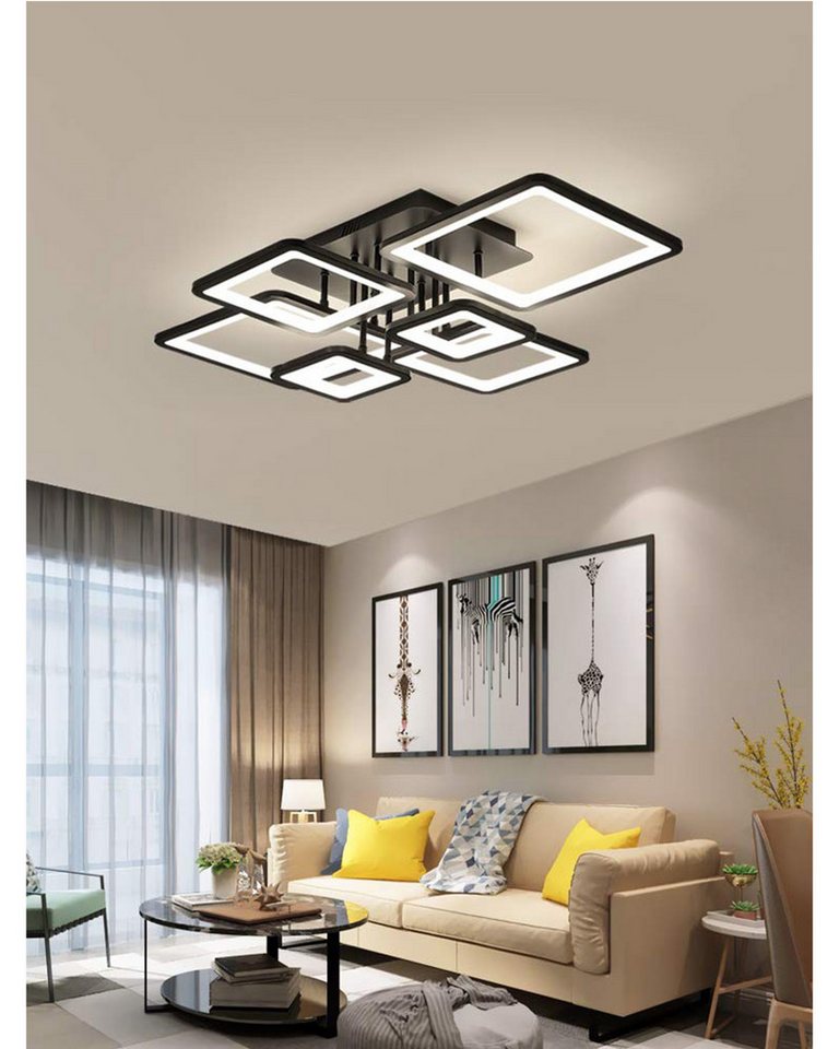Fyrove Deckenleuchten LED Deckenlampe 6 Rahmen,Dimmbar mit Fernbedienung für Wohnzimmer, LED fest integriert, 102W 3000-6500k, Mit Speicherfunktion Timer-Funktion.Lichtfarbe-und Helligkeit einstellbar, Modern Runde Wohnzimmer Schlafzimmer Arbeitszimmer Esszimmer Dekoration Lampen Bild 3