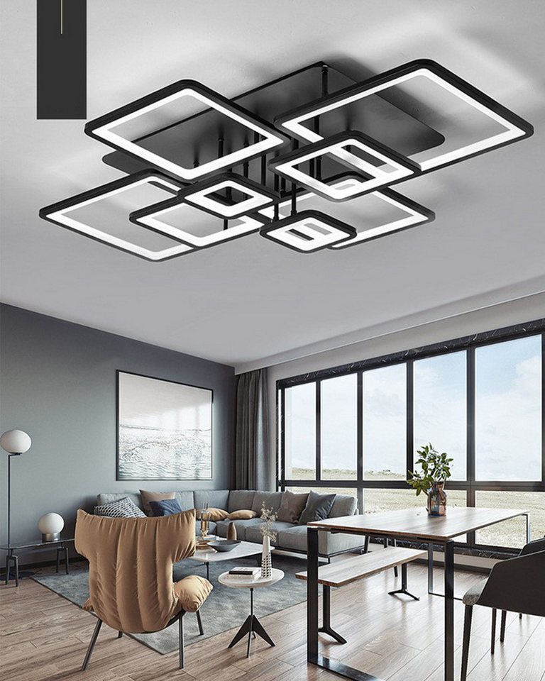 Fyrove Deckenleuchten LED Deckenlampe 6 Rahmen,Dimmbar mit Fernbedienung für Wohnzimmer, LED fest integriert, 102W 3000-6500k, Mit Speicherfunktion Timer-Funktion.Lichtfarbe-und Helligkeit einstellbar, Modern Runde Wohnzimmer Schlafzimmer Arbeitszimmer Esszimmer Dekoration Lampen Bild 5
