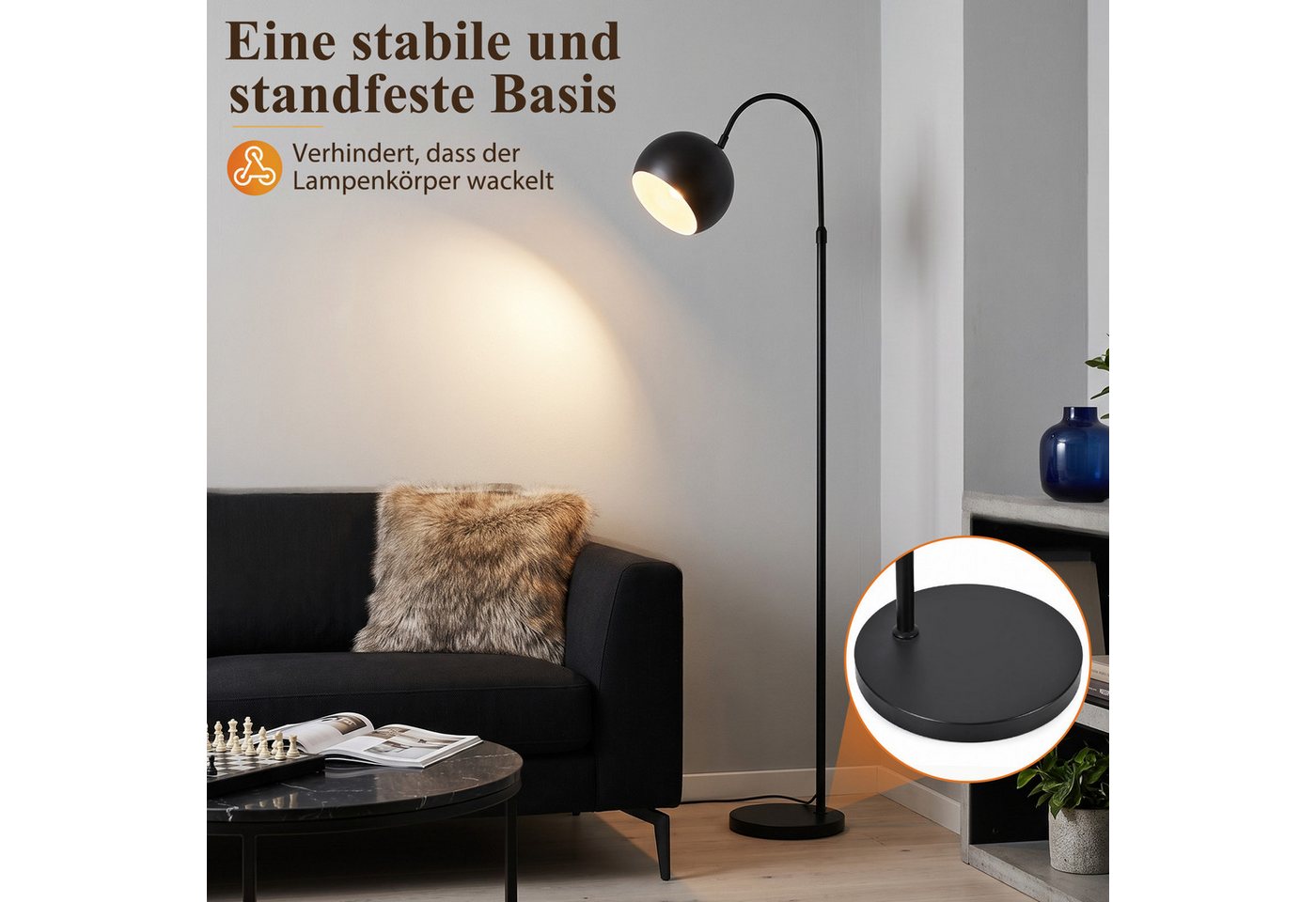 Nettlife Stehlampe Bogenlampe Wohnzimmer Schwarz/Antik Bronze Retro Metallschirm E27 40W, ohne Leuchtmittel, 160 cm ideal als Leseleuchte für Wohnzimmer