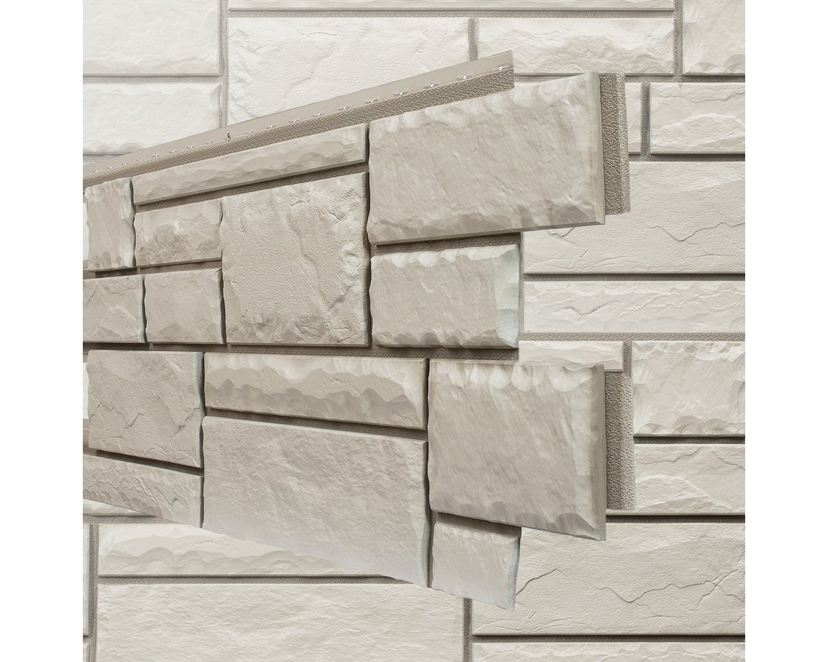 NOVIK Verkleidungspaneel NovikStone HC Platte 122x47 cm 9 St. 4,65qm Bruchstein weiss, BxL: 47,00x121,92 cm, 0,52 qm, (Karton mit 9 Platten, 4,27 qm) Wandverkleidung mit 3-D-Effekt, problemlose Montage, Natursteinoptik Bild 2