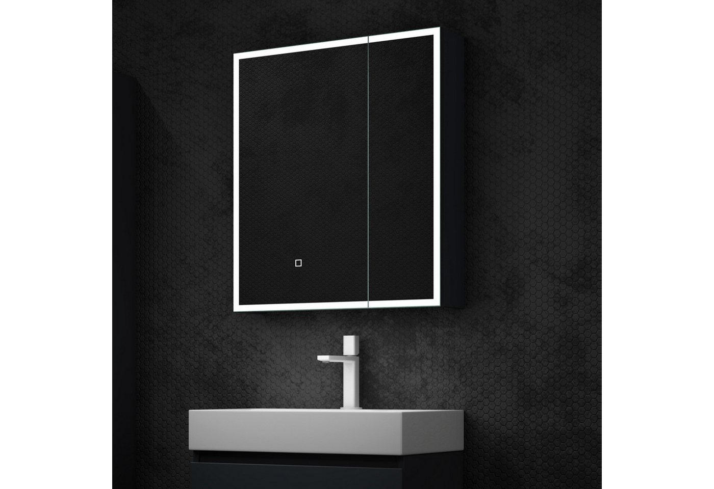 doporro Spiegelschrank Wandschrank Wandspiegel LED Weiß/Anthrazit Spiegelschrank4 Bild 5