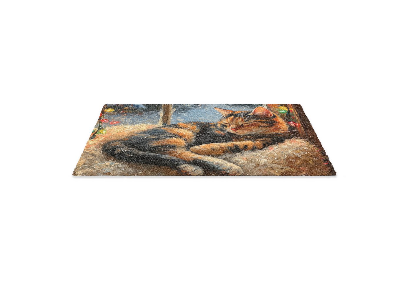 MuchoWow Fußmatte Katze - Weihnachten - Winter - Tier, Rechteckig, innen Schmutzfangmatte, Tür, Schmutzfänger Flur, Teppich 60x40 cm